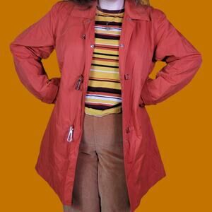 Liz Claiborne LizSport Red Orange Raincoat Spring Jacket, L